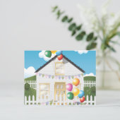 Grappig Verjaardagshuis met Baloons Briefkaart (Staand voorkant)