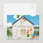 Grappig Verjaardagshuis met Baloons Briefkaart (Voorkant / Achterkant)
