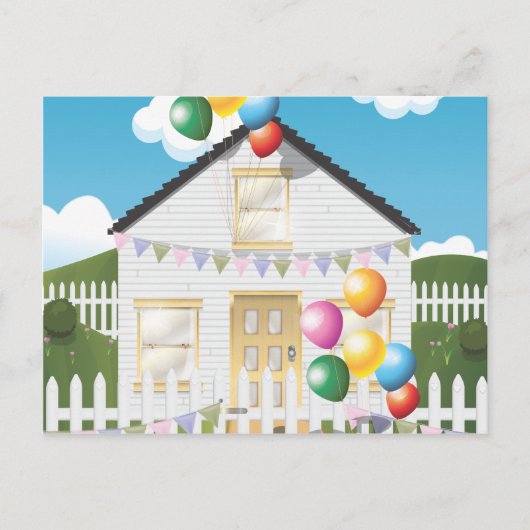 Grappig Verjaardagshuis met Baloons Briefkaart (Voorkant)