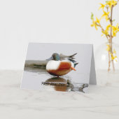 Grappig verjaardagskaart met Shoveler-eend Kaart (Gele Bloem)