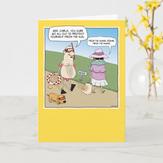 Grappig verjaardagskaart: Schaamte Kaart (Gele Bloem)