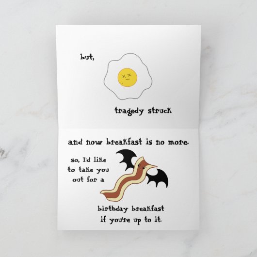 Grappig verjaardagsontbijt uitnodiging (Binnen)