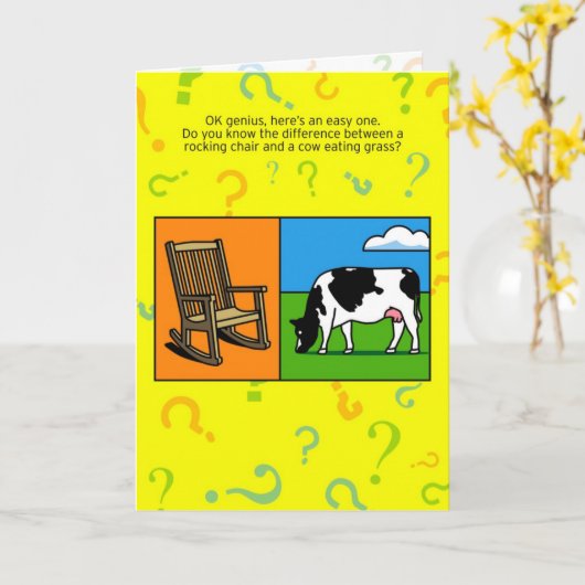 Grappig verjaardagsraadsel kaart (Gele Bloem)