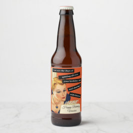  grappig verjaardagsvrouw die kaarsen uitblaast bier etiket