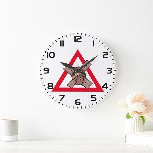 Grappig Verkeer Jam Knot Waarschuwing Road Sign Grote Klok