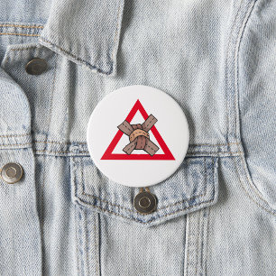 Grappig Verkeer Jam Knot Waarschuwing Road Sign Ronde Button 7,6 Cm