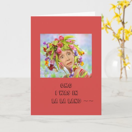 Grappig Verlaat Verjaardag Kaart (Gele Bloem)