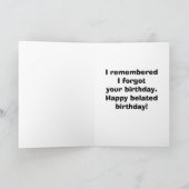 Grappig Verlaat Verjaardag Wenskaart Kaart (Binnen)