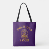 Grappig "Verlichte Meester" Faux Gold op Paarse Tote Bag (Achterkant)