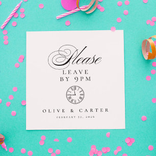 Grappig verlof door 9pm bruiloft cocktail servet