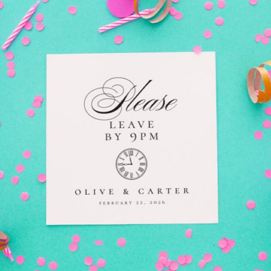 Grappig verlof door 9pm bruiloft cocktail servet