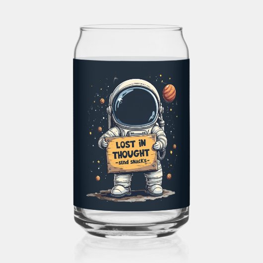 Grappig Verloren Gedachte Astronaut Space Illustra Blikvorm Glas (Achterkant)