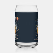 Grappig Verloren Gedachte Astronaut Space Illustra Blikvorm Glas (Rechts)