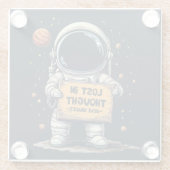 Grappig Verloren Gedachte Astronaut Space Illustra Glazen Onderzetter (Achterkant)