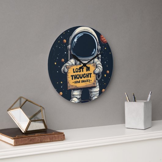 Grappig Verloren Gedachte Astronaut Space Illustra Grote Klok (Kantoor)
