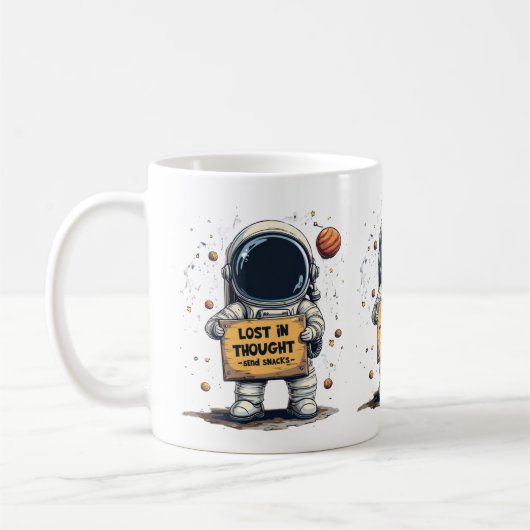 Grappig Verloren Gedachte Astronaut Space Illustra Koffiemok (Links)