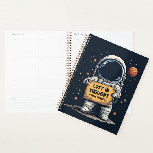 Grappig Verloren Gedachte Astronaut Space Illustra Planner (Display)