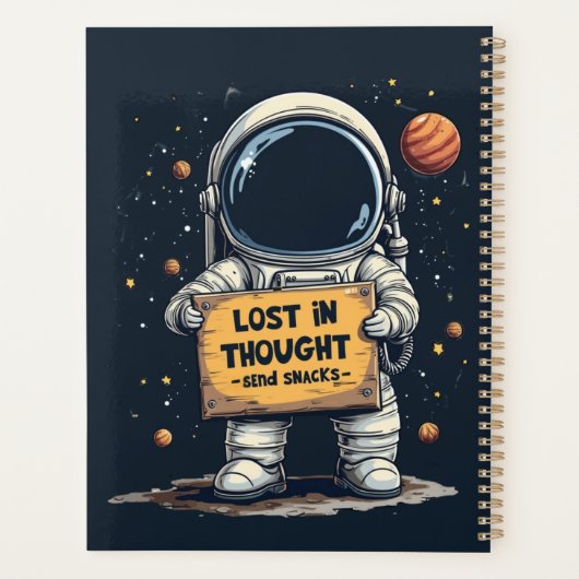 Grappig Verloren Gedachte Astronaut Space Illustra Planner (Achterkant)