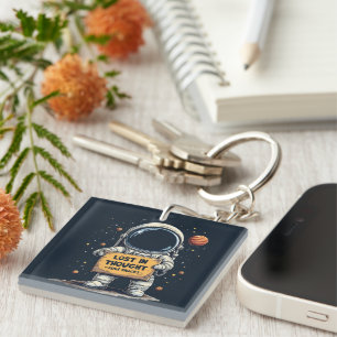 Grappig Verloren Gedachte Astronaut Space Illustra Sleutelhanger