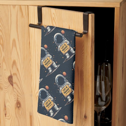 Grappig Verloren Gedachte Astronaut Space Illustra Theedoek (Derde Gevouwen)