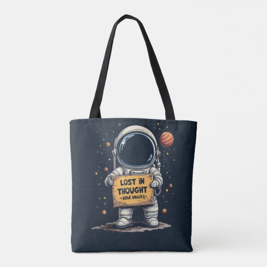 Grappig Verloren Gedachte Astronaut Space Illustra Tote Bag (Achterkant)