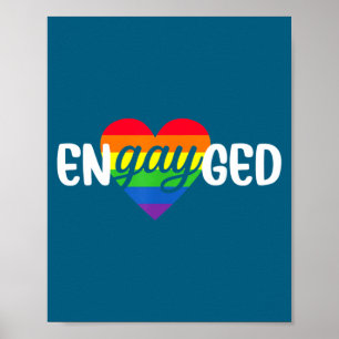Grappig Verloving Homopare Huwelijksfeest Regenboo Poster