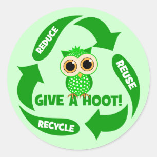Grappig verminderen hergebruik recyclen ronde sticker