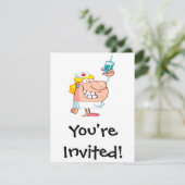 grappig verpleegkundige met een cartoon spuit kaart (Staand voorkant)