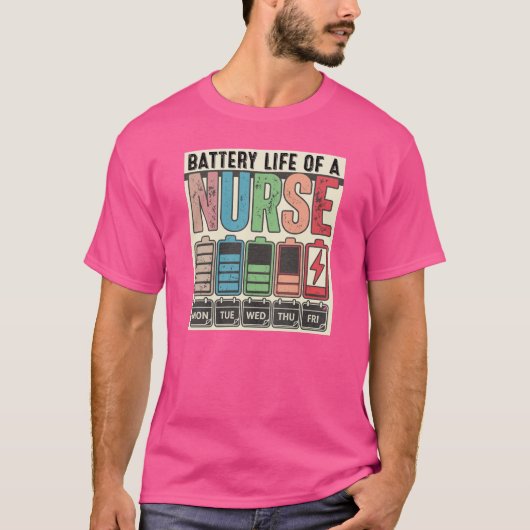 Grappig Verpleegster Batterij Leven T-shirt (Voorkant)
