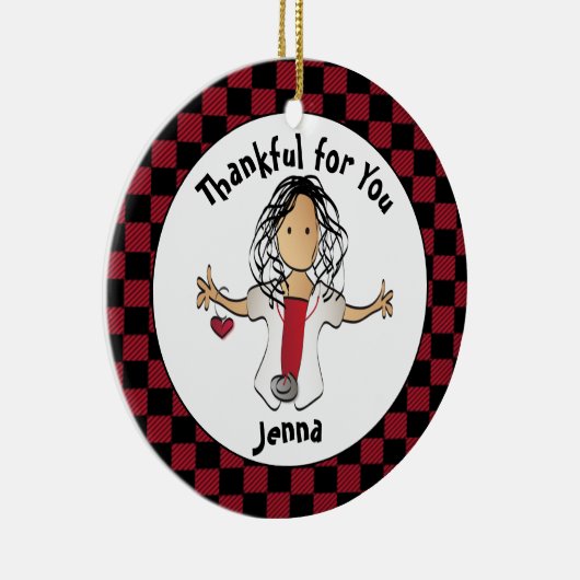 Grappig Verpleegster Cartoon Etnische Vakantie Bud Keramisch Ornament (Rechts)