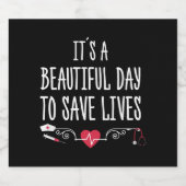 Grappig verpleegster Save Lives Sparkling Wijnetiket (Enkel label)