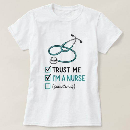 Grappig verpleegsterschecklist T-shirt | Grappig R (Design voorkant)