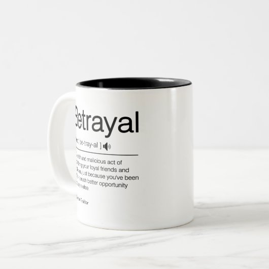 Grappig verraad personeel baas verlaten cadeau wer tweekleurige koffiemok (Voorkant links)