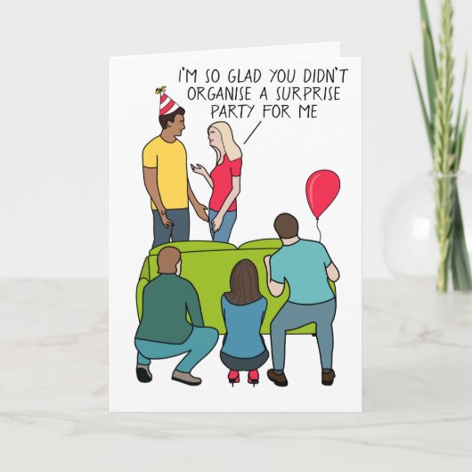 Grappig verrassingsfeest voor introvert verjaardag kaart (Voorkant)