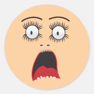 Grappig Verrast Dame Gezicht Ronde Sticker