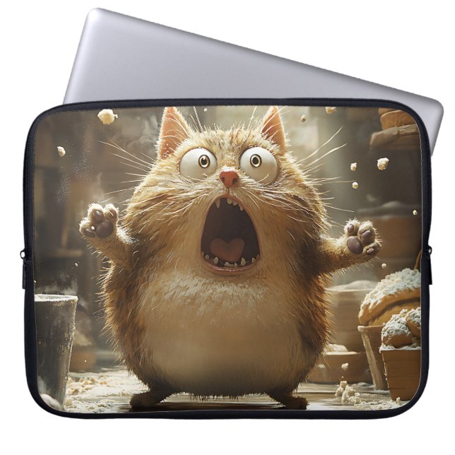 GRAPPIG VERRAST DIKKE KITTY CAT LAPTOP SLEEVE (Voorkant)