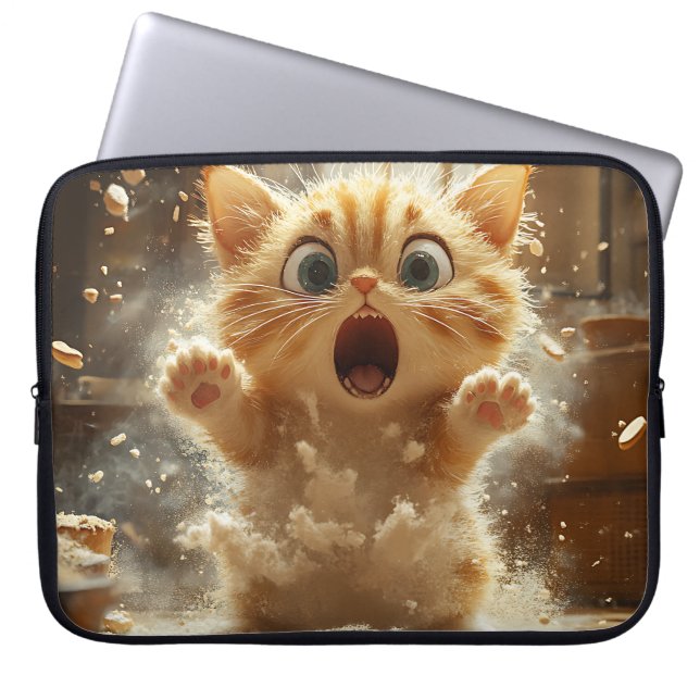GRAPPIG VERRAST DIKKE KITTY CAT LAPTOP SLEEVE (Voorkant)
