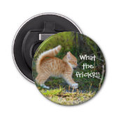 Grappig verrast Ginger Kitten. Wat is de troep? Button Flesopener (Voorkant)