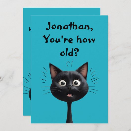 Grappig verrast zwarte kat Hoe oud blauw (Voorkant / Achterkant)