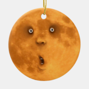 Grappig verraste Full Moon Face Ornament
