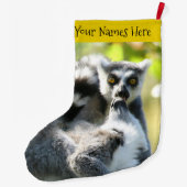 Grappig verraste Lemurs van Madagaskar Grote Kerstsok (Achterkant)