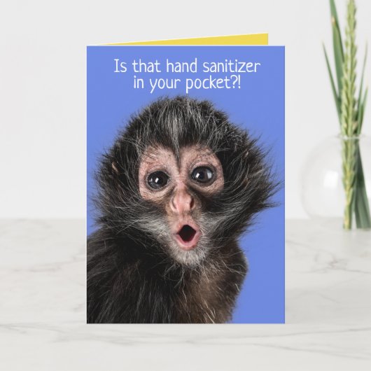 Grappig verraste Monkey Hand Sanitizer Greeting Kaart (Voorkant)