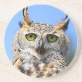 Grappig verraste mooie, mooie, gehoornde oep zandsteen onderzetter (Voorkant)