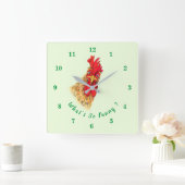 Grappig verraste nieuwsgierige rooster - aangepast vierkante klok (Huis)