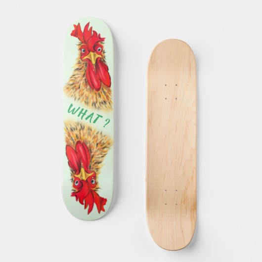 Grappig verraste nieuwsgierige Rooster. - Fun Persoonlijk Skateboard (Voorkant)