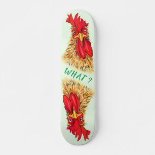 Grappig verraste nieuwsgierige Rooster. - Fun Persoonlijk Skateboard