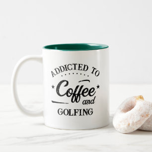 Grappig Verslaafd aan koffie en golfen Tweekleurige Koffiemok