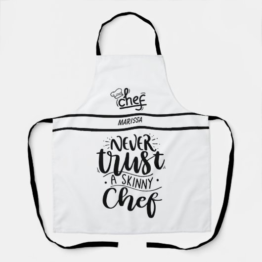 Grappig Vertrouw nooit een magere chef-kok  naam Schort (Voorkant)