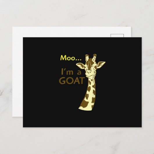 Grappig verwarrend Giraffe Moo ik ben een geit Aankondigingskaart (Voorkant / Achterkant)