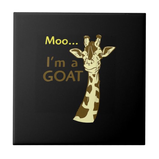Grappig verwarrend Giraffe Moo ik ben een geit Tegeltje (Voorkant)